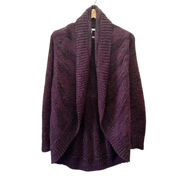 Ricki’s Circle Cardigan Open Front Draped  Collar Sweater Burgundy Black Small - Picture 1 of 12